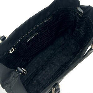Prada bag trim tote leather nylon black